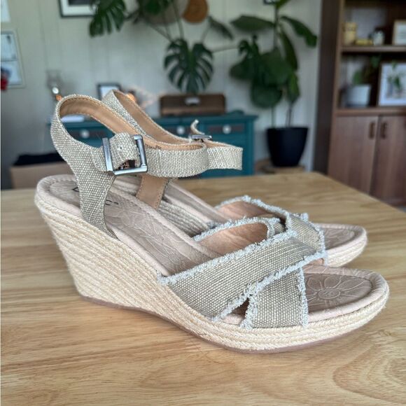 b.o.c. Shoes - b.o.c. Beige Fabric Espadrille Wedge Comfort Bohemian Sandals